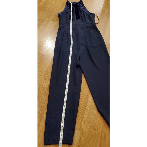 1901 Velvet Trim Halter Jumpsuit sz 8 in Navy - Picture 10 of 13